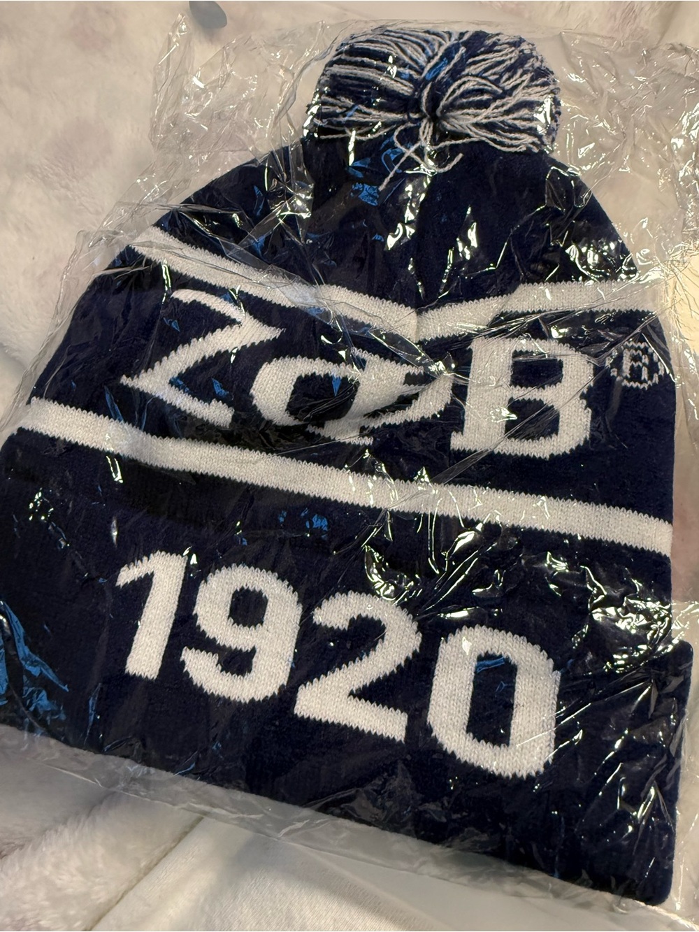 1920 Pom Pom Beanie Hat - Navy & White Accessory
